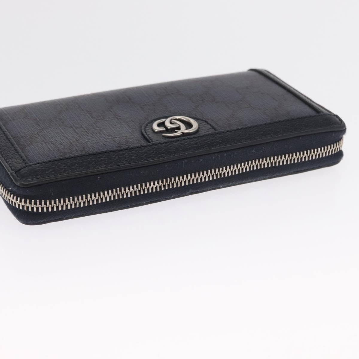 GUCCI GG Marmont GG Supreme Long Wallet PVC Navy 706844 Auth ka1568M