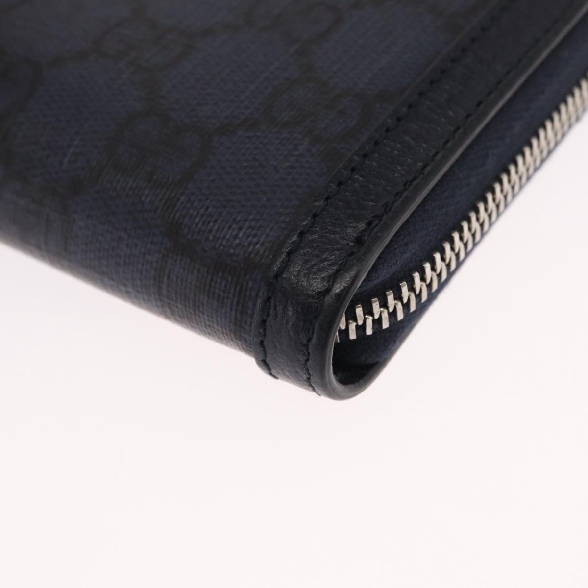 GUCCI GG Marmont GG Supreme Long Wallet PVC Navy 706844 Auth ka1568M