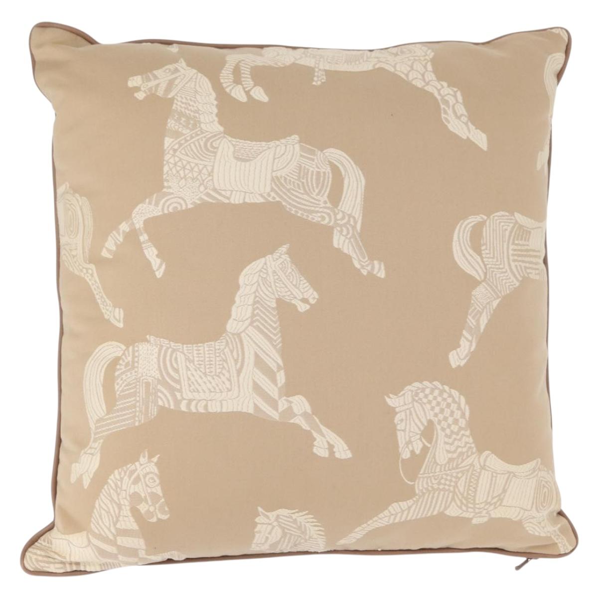 HERMES Cushion Cotton Beige Auth ka157