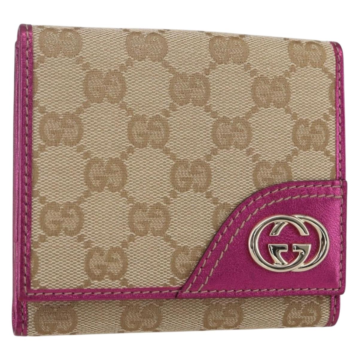 GUCCI GG Canvas Wallet Beige Gold 181594 Auth ka1573V