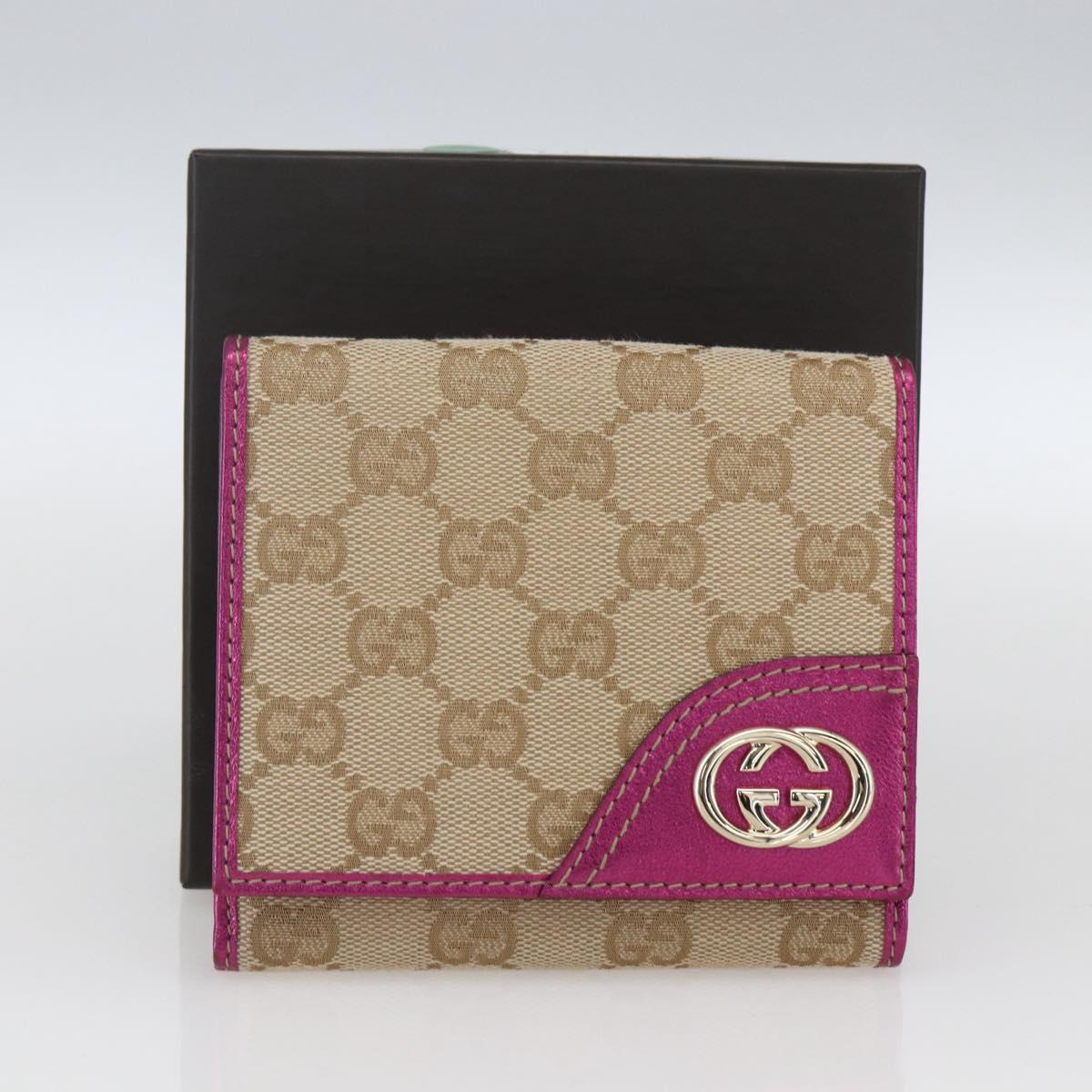 GUCCI GG Canvas Wallet Beige Gold 181594 Auth ka1573V