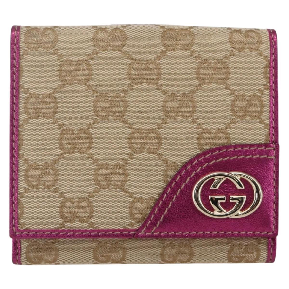 GUCCI GG Canvas Wallet Beige Gold 181594 Auth ka1573V