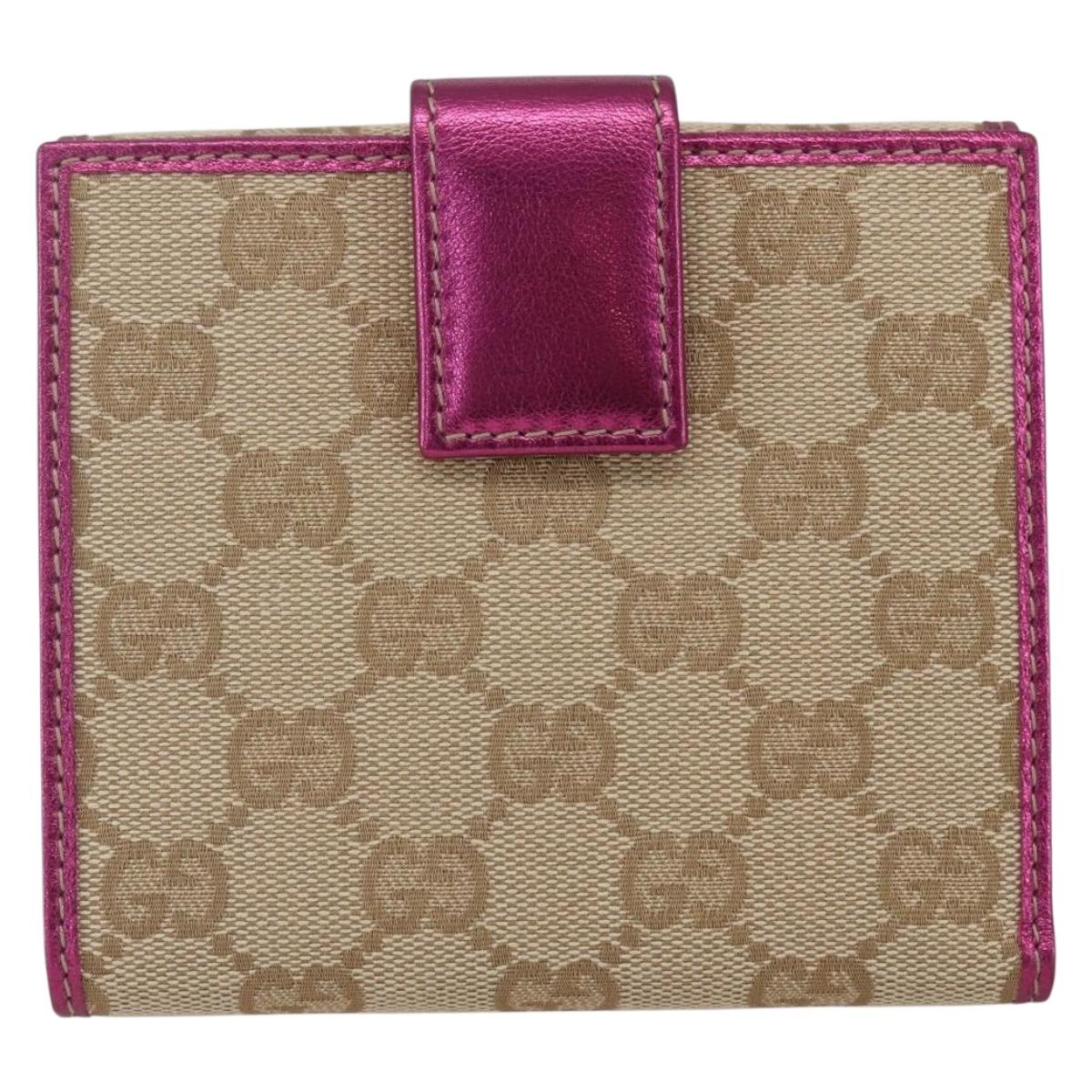 GUCCI GG Canvas Wallet Beige Gold 181594 Auth ka1573V