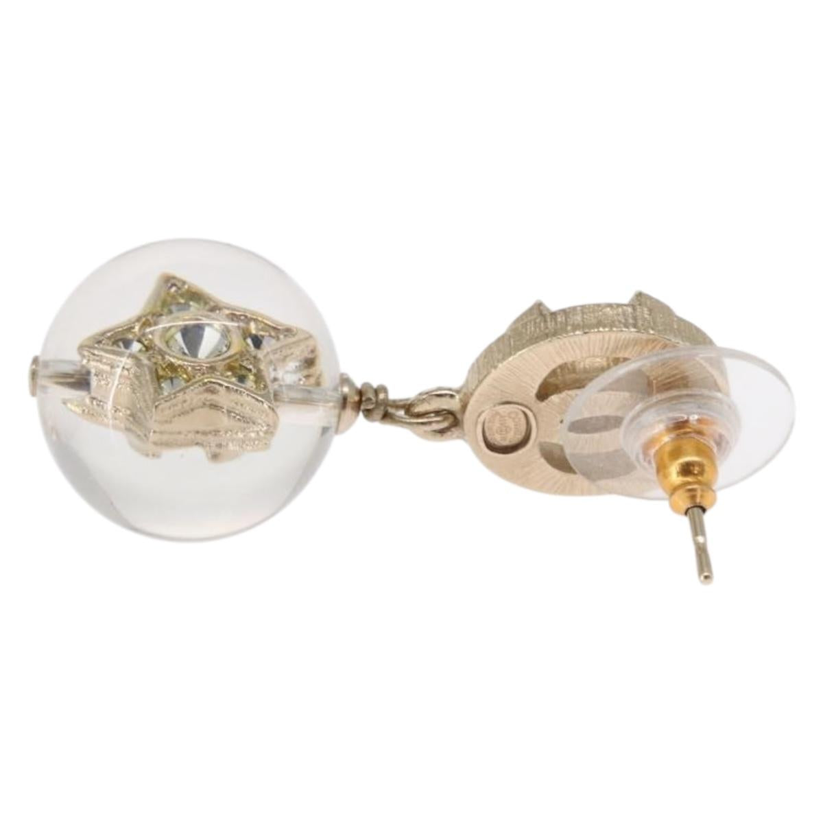 CHANEL COCO Mark Pierce Earring metal Gold CC Auth ka1574