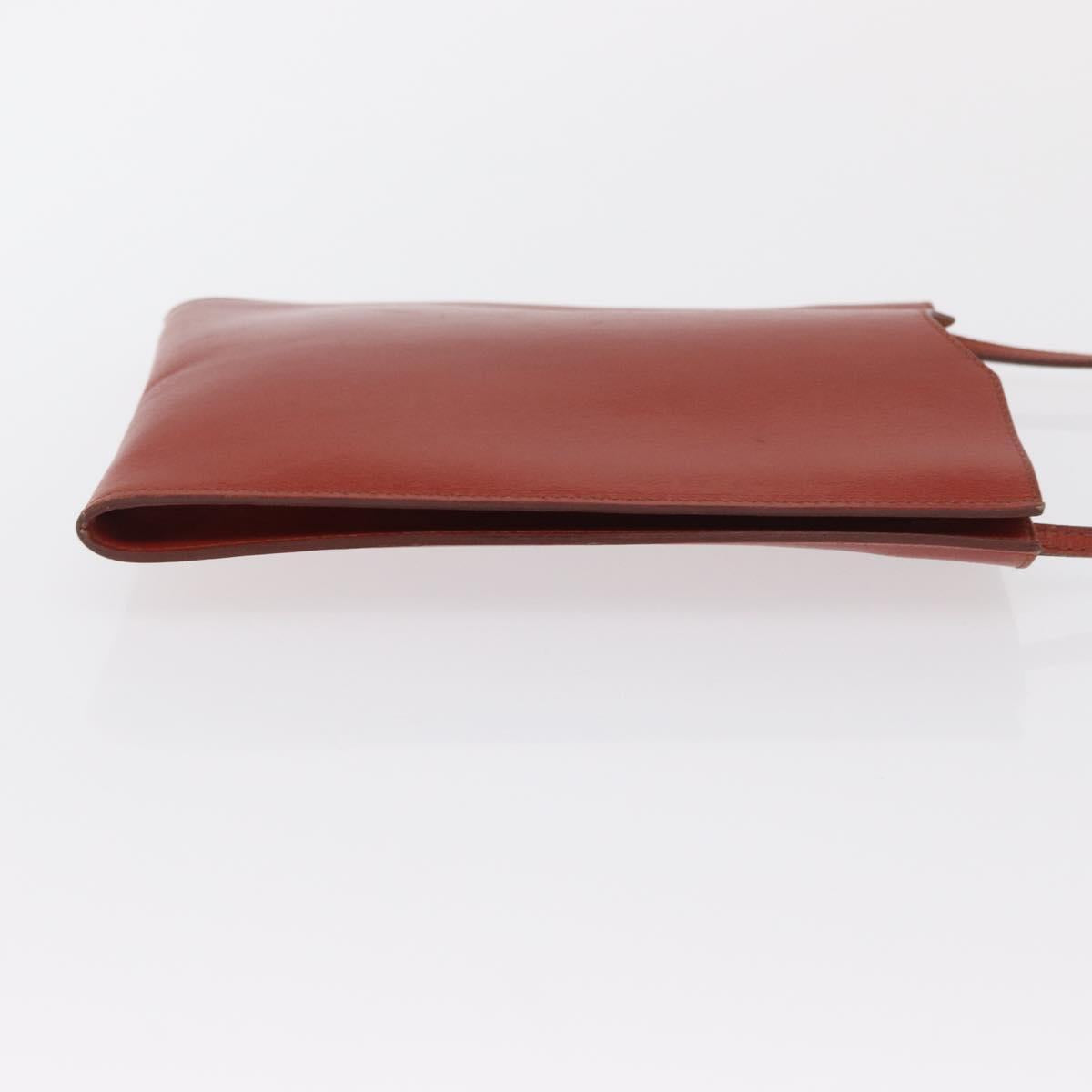 HERMES Onimetu Shoulder Bag Leather Brown Auth ka1579