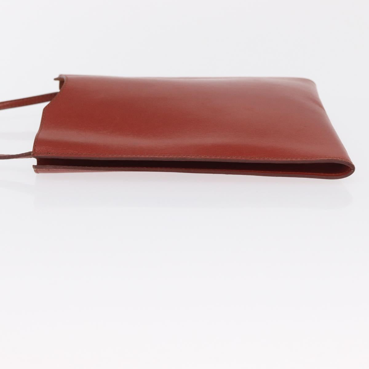 HERMES Onimetu Shoulder Bag Leather Brown Auth ka1579