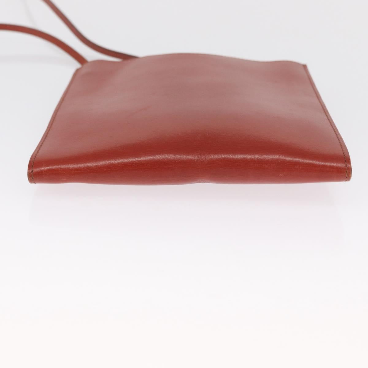 HERMES Onimetu Shoulder Bag Leather Brown Auth ka1579