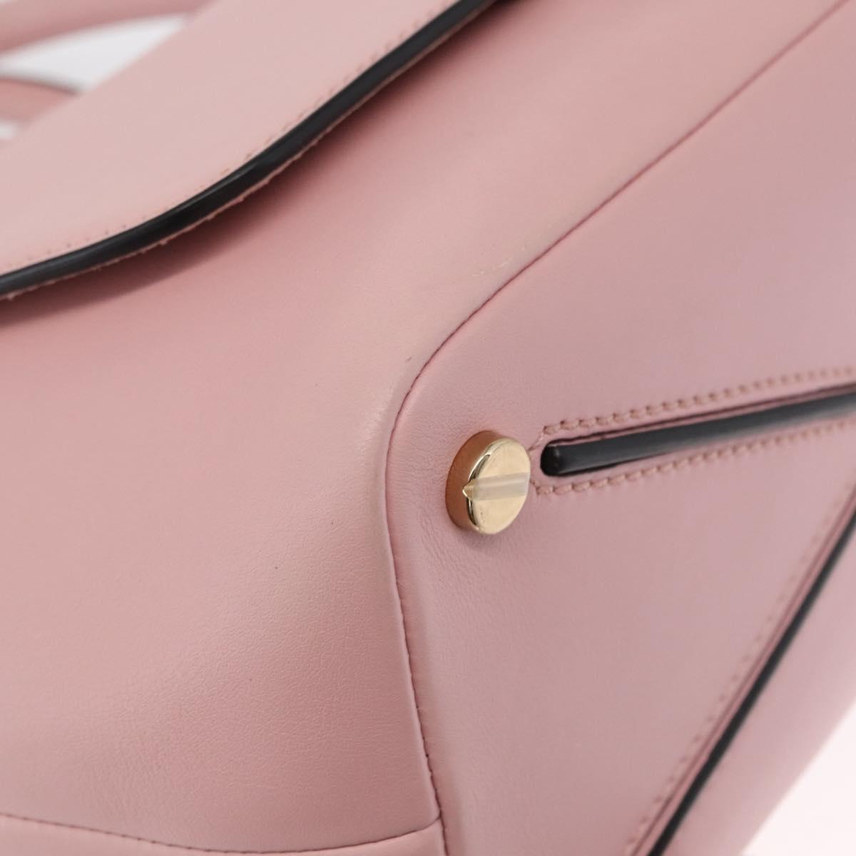 VALENTINO Hand Bag Leather 2way Pink Gold Auth ka1580