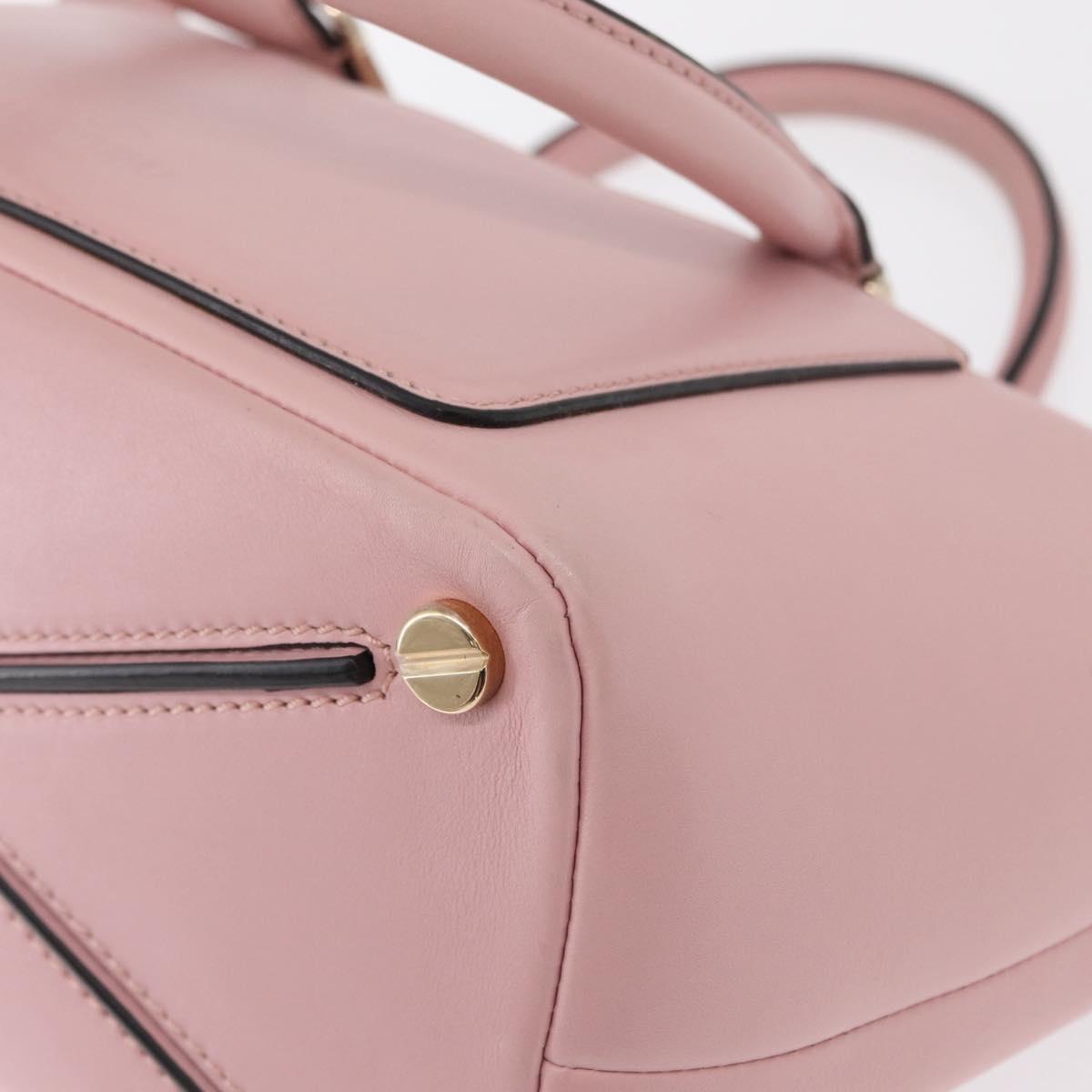 VALENTINO Hand Bag Leather 2way Pink Gold Auth ka1580
