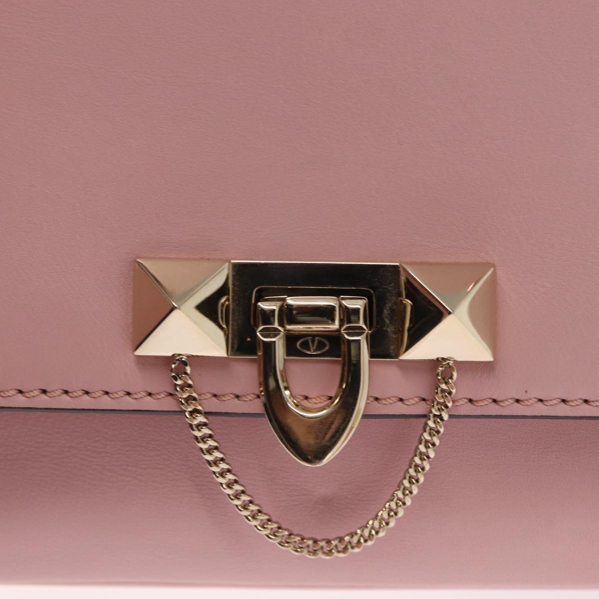 VALENTINO Hand Bag Leather 2way Pink Gold Auth ka1580