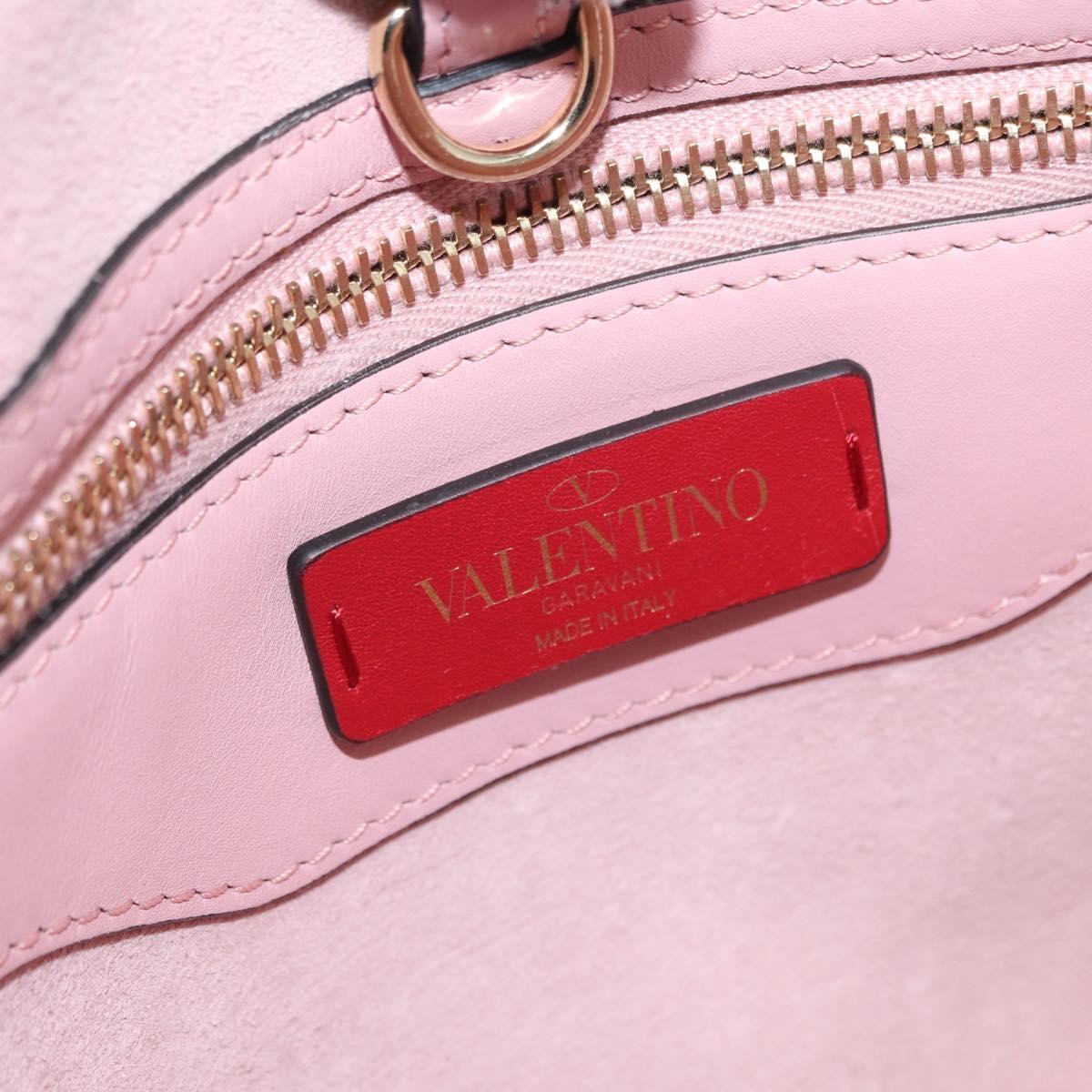 VALENTINO Hand Bag Leather 2way Pink Gold Auth ka1580