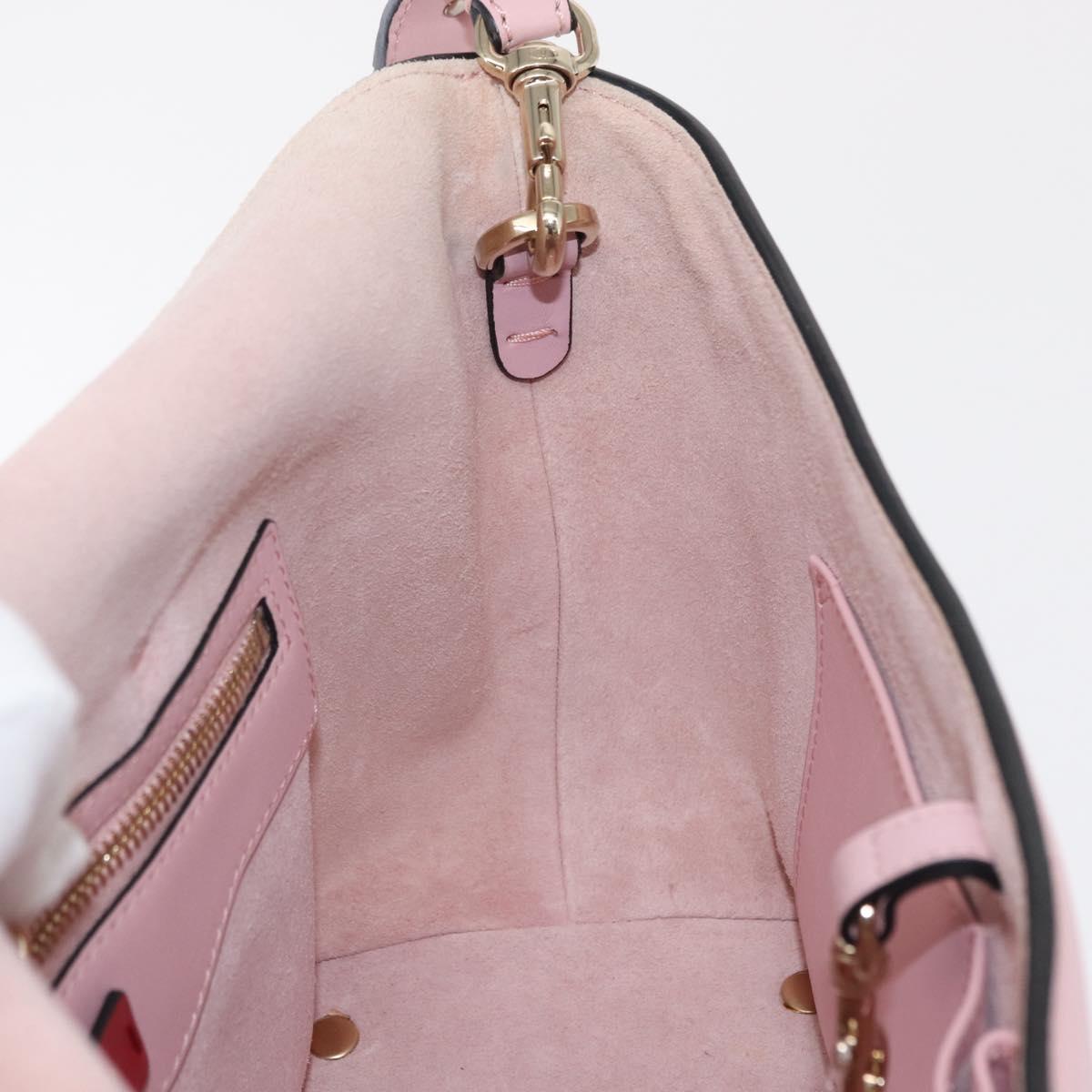 VALENTINO Hand Bag Leather 2way Pink Gold Auth ka1580