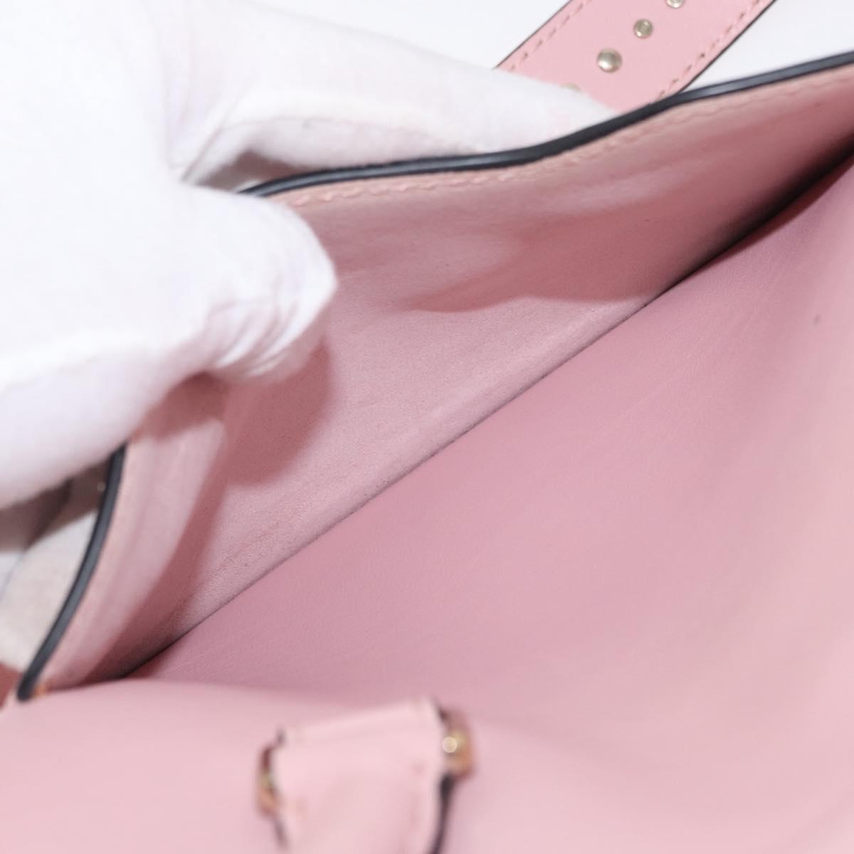 VALENTINO Hand Bag Leather 2way Pink Gold Auth ka1580