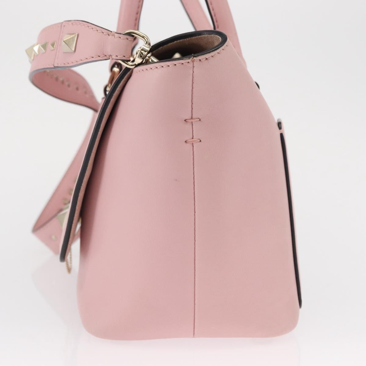 VALENTINO Hand Bag Leather 2way Pink Gold Auth ka1580