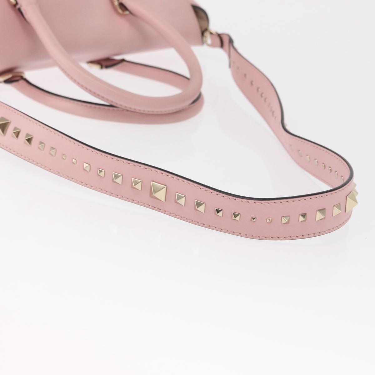 VALENTINO Hand Bag Leather 2way Pink Gold Auth ka1580