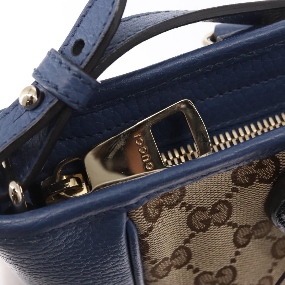 GUCCI GG Canvas Brie Hand Bag Outlet 2way Beige Gold 449241 Auth ka1584
