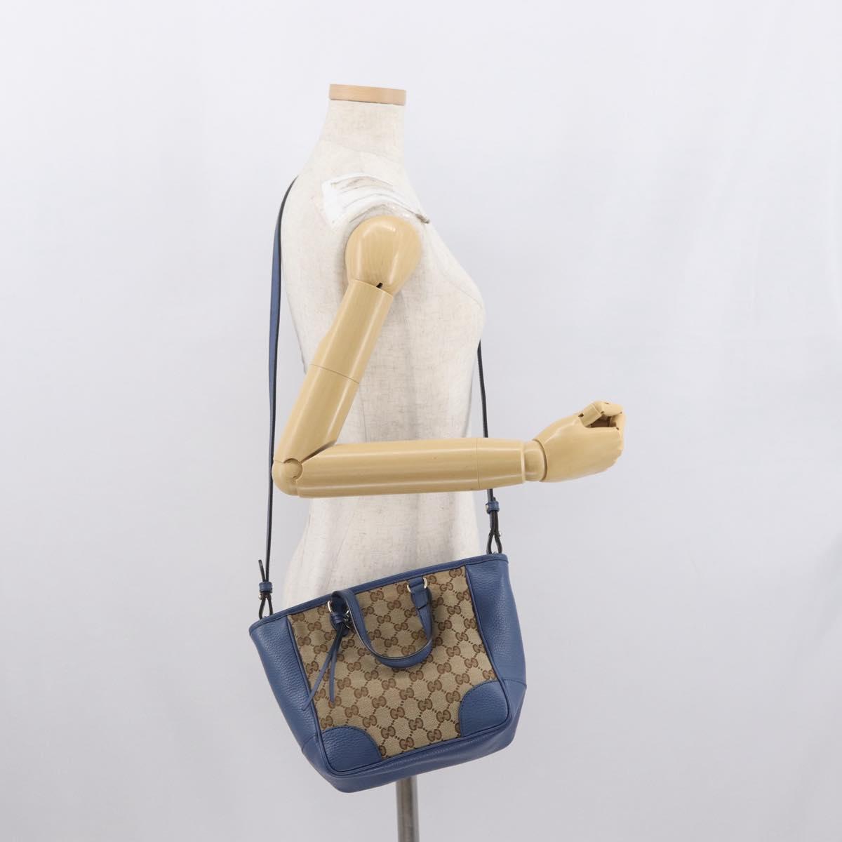 GUCCI GG Canvas Brie Hand Bag Outlet 2way Beige Gold 449241 Auth ka1584