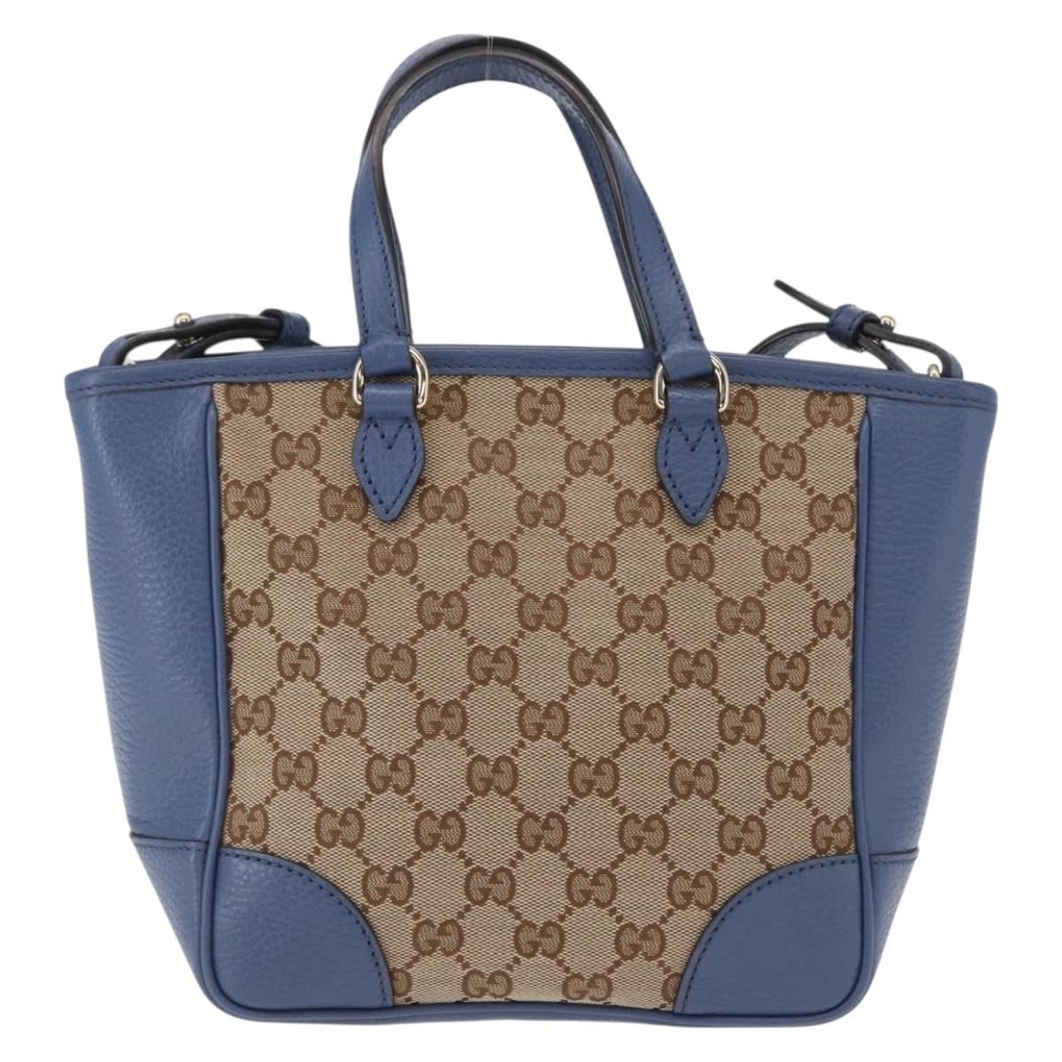 GUCCI GG Canvas Brie Hand Bag Outlet 2way Beige Gold 449241 Auth ka1584