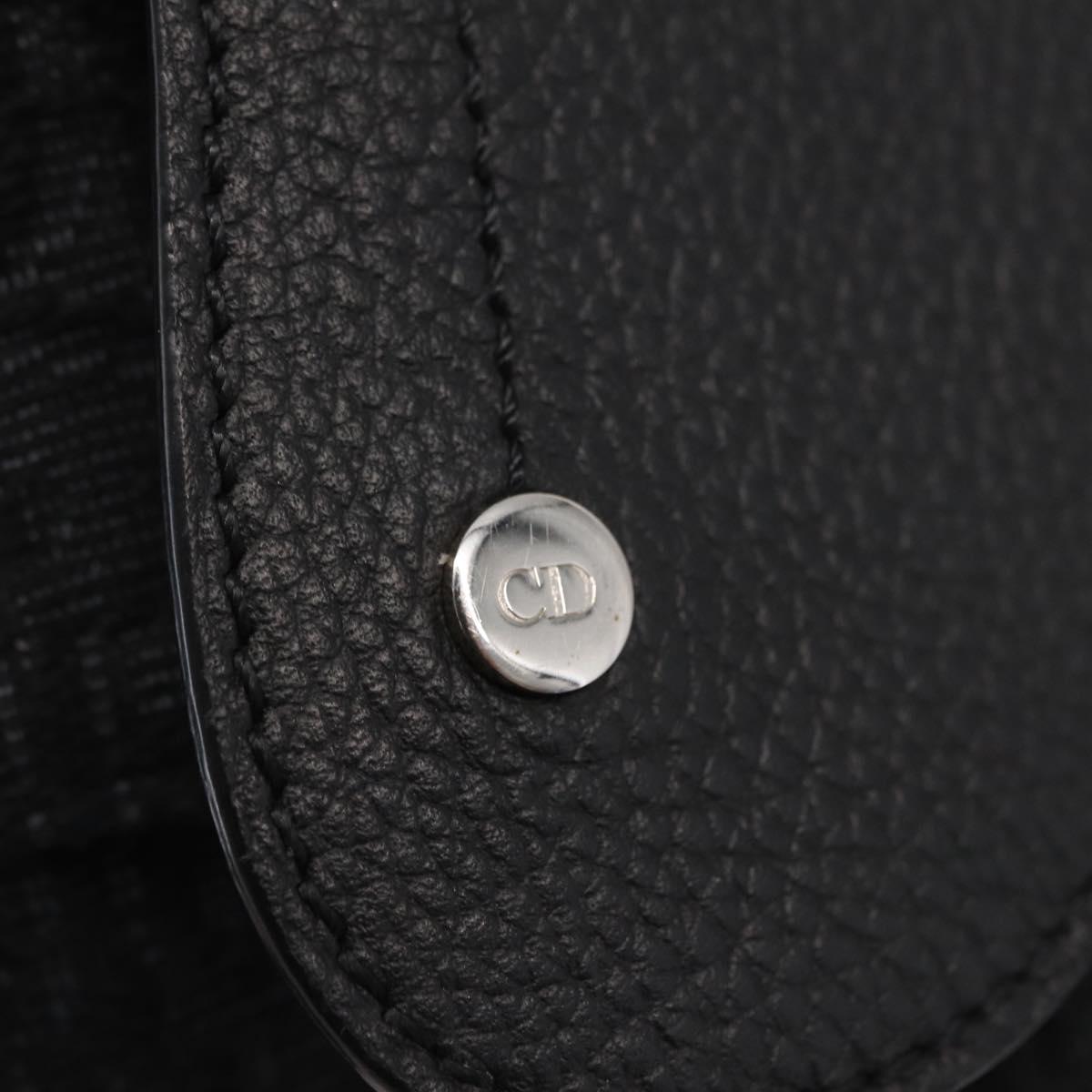 Christian Dior Oblique Trotter Canvas Saddle bag Bag Black Silver Auth ka1589M