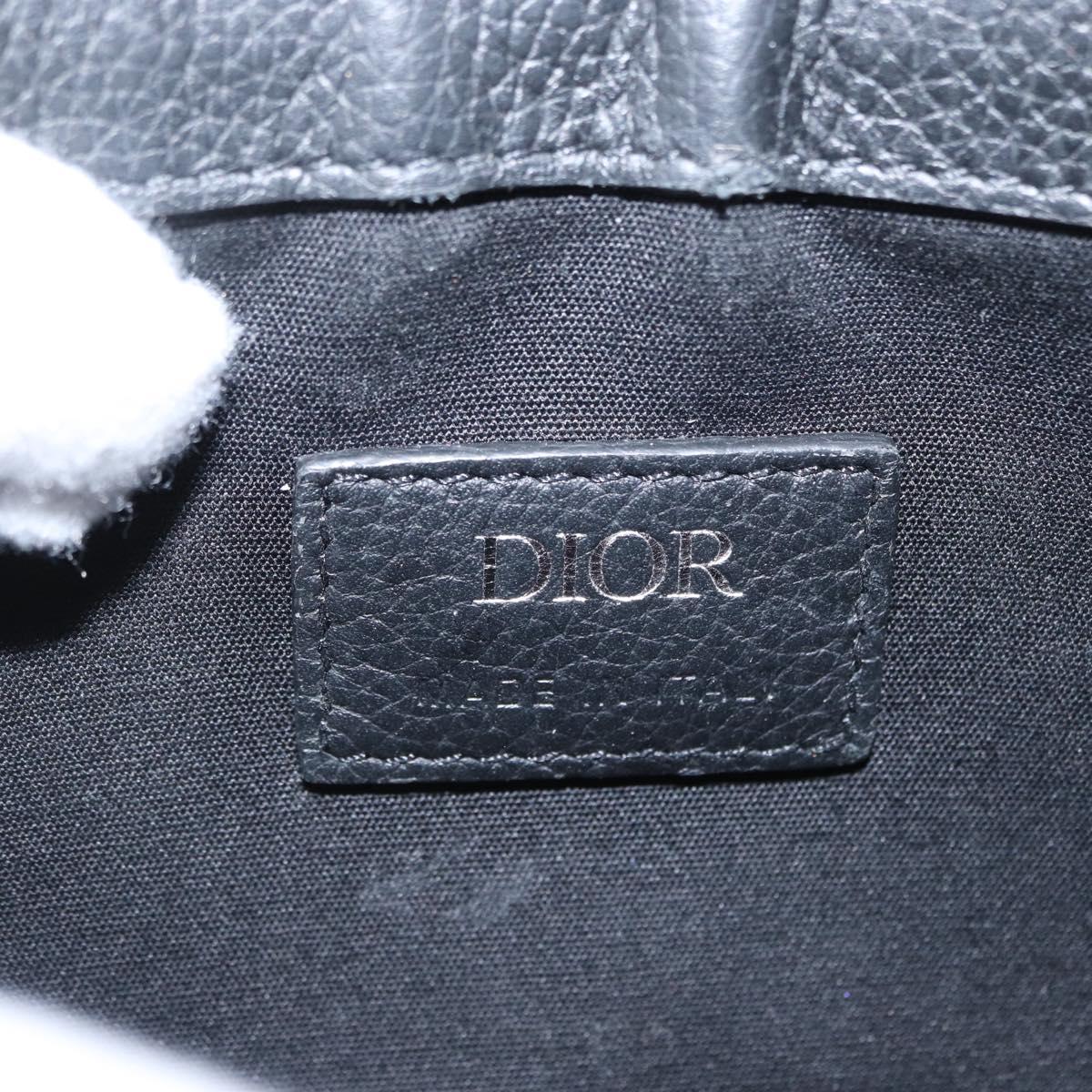Christian Dior Oblique Trotter Canvas Saddle bag Bag Black Silver Auth ka1589M