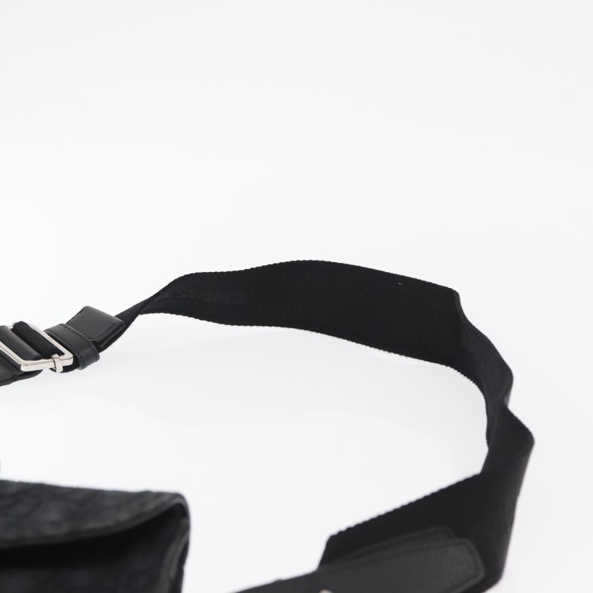 Christian Dior Oblique Trotter Canvas Saddle bag Bag Black Silver Auth ka1589M