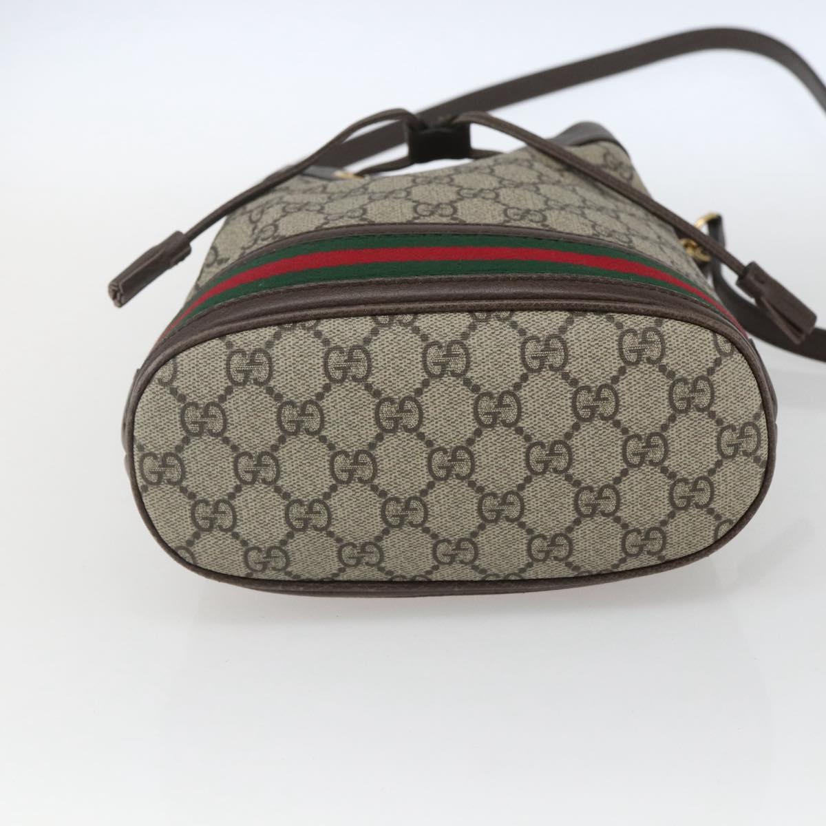 GUCCI GG Supreme Web Sherry Line Ophidia Bag PVC 2way Beige 550621 Auth ka1592M