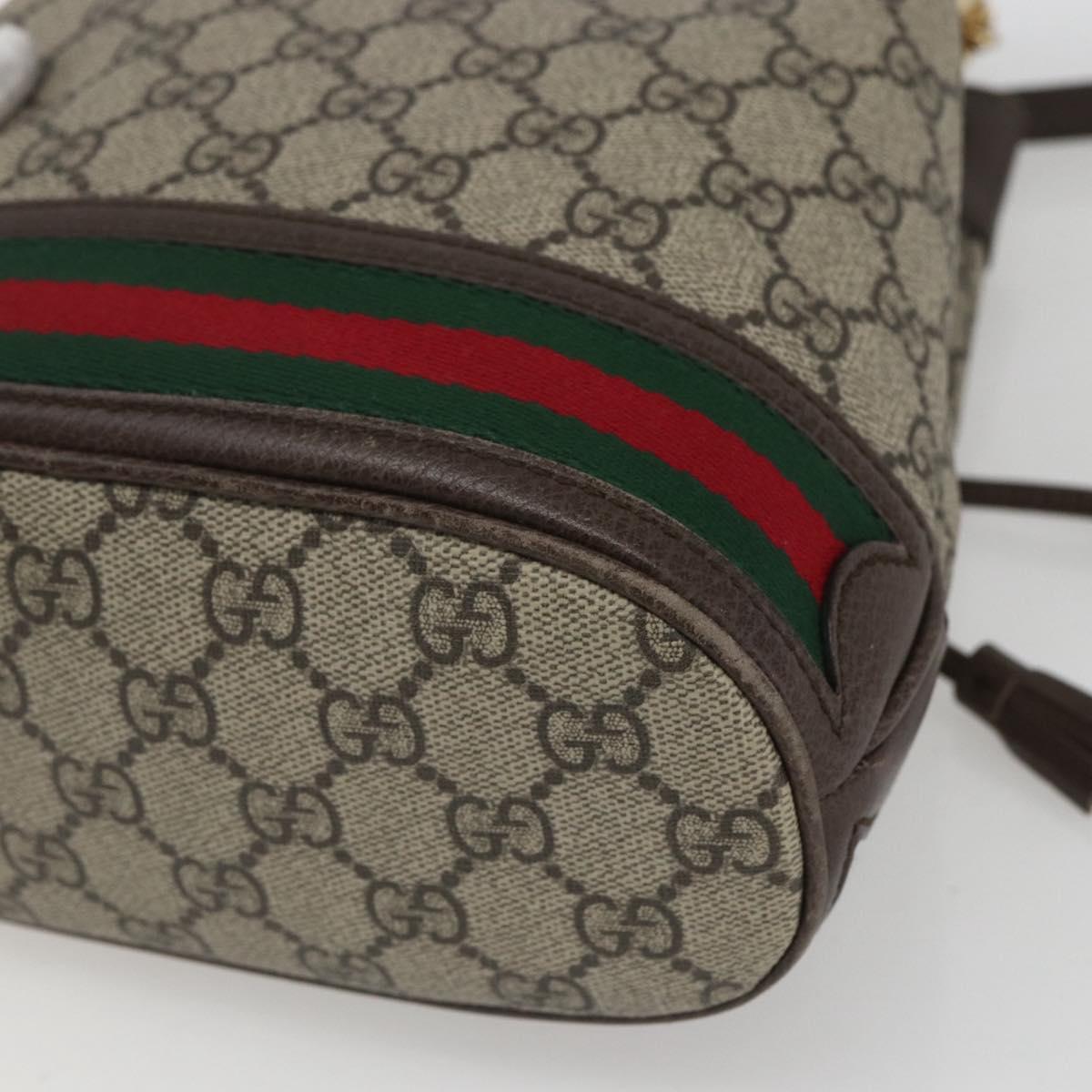 GUCCI GG Supreme Web Sherry Line Ophidia Bag PVC 2way Beige 550621 Auth ka1592M