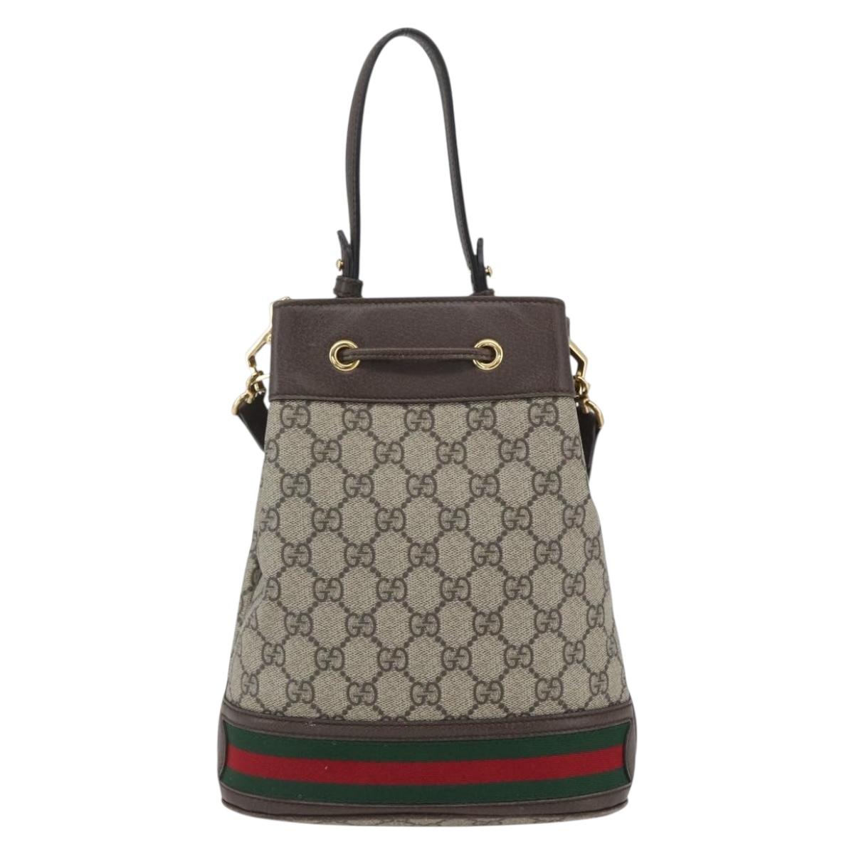 GUCCI GG Supreme Web Sherry Line Ophidia Bag PVC 2way Beige 550621 Auth ka1592M