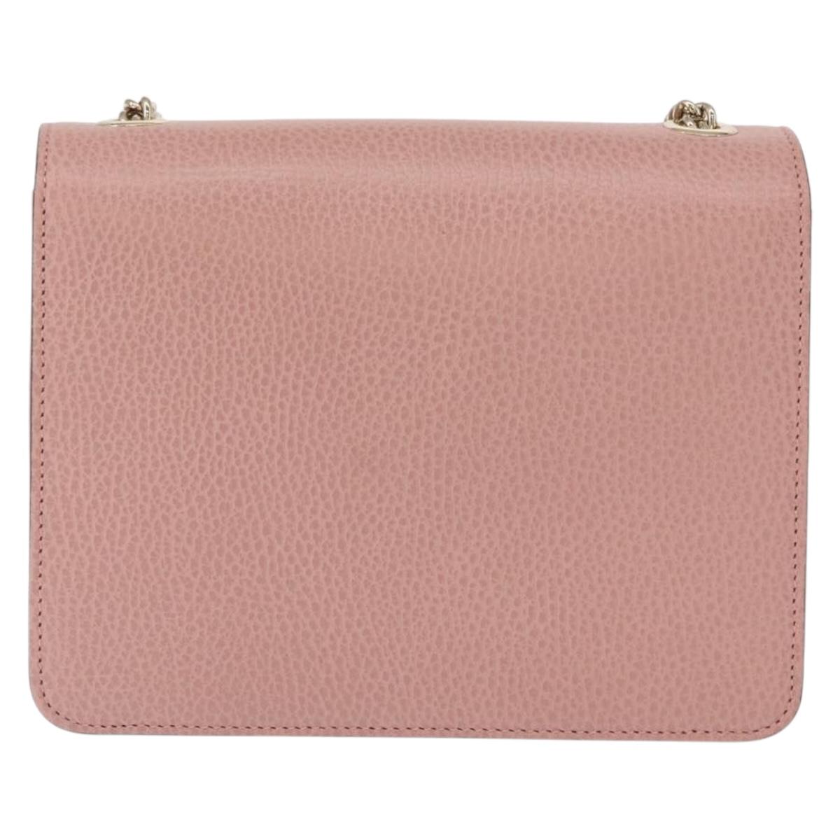 GUCCI Interlocking Chain Shoulder Bag Leather Pink Gold 510304 Auth ka1595M