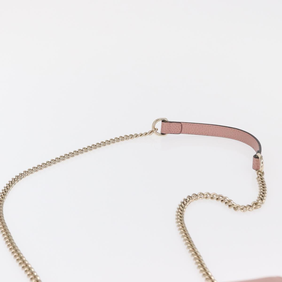 GUCCI Interlocking Chain Shoulder Bag Leather Pink Gold 510304 Auth ka1595M