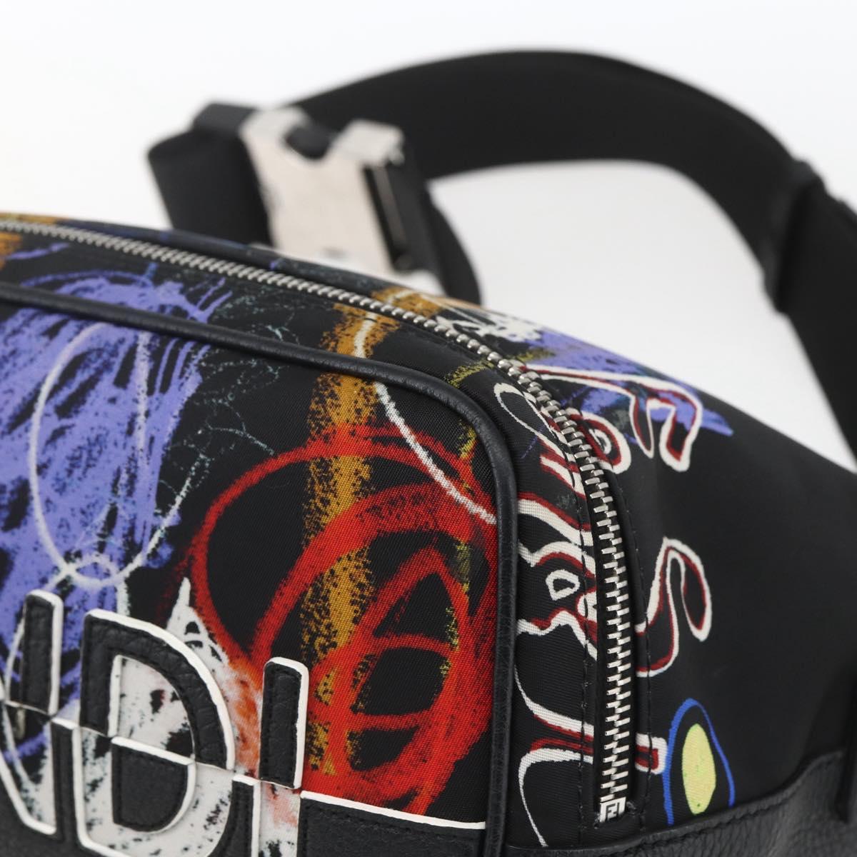 FENDI Waist bag Nylon Leather Multicolor Silver Auth ka1596SAM