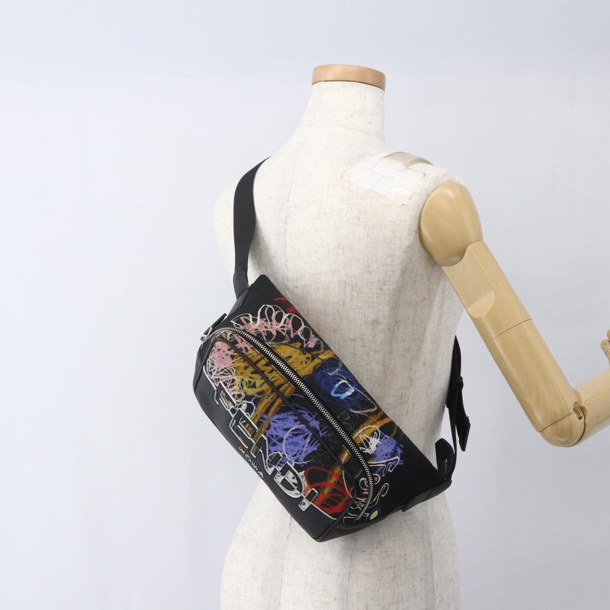 FENDI Waist bag Nylon Leather Multicolor Silver Auth ka1596SAM