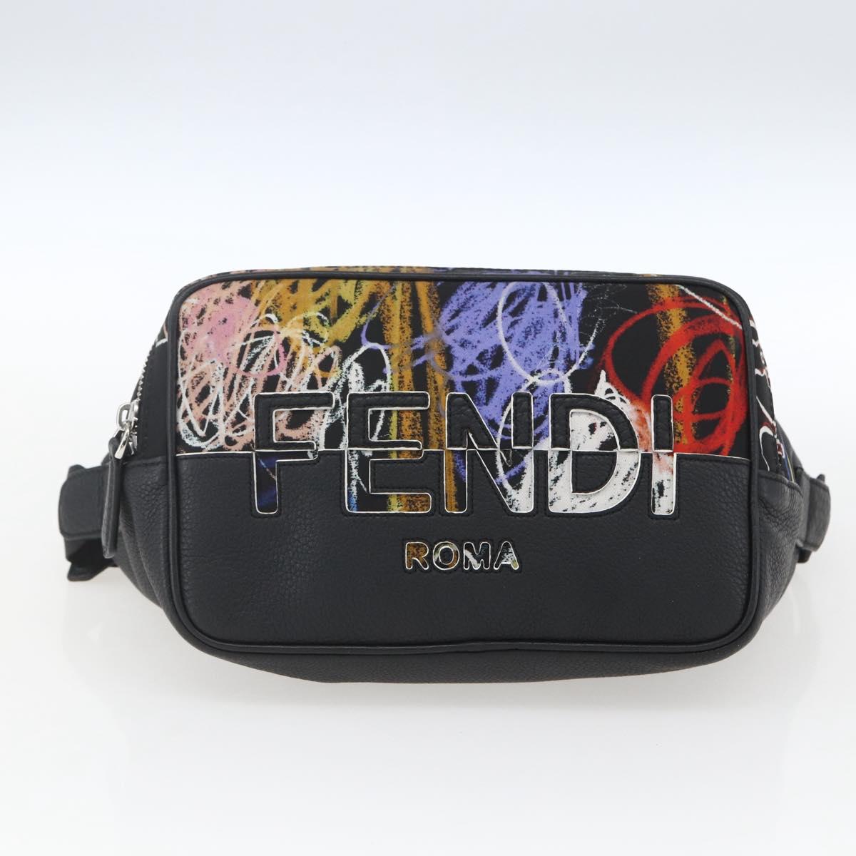 FENDI Waist bag Nylon Leather Multicolor Silver Auth ka1596SAM