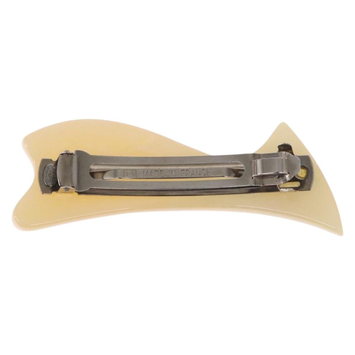 CHANEL COCO Mark Valletta Hair clip plastic Beige CC Auth ka1597V