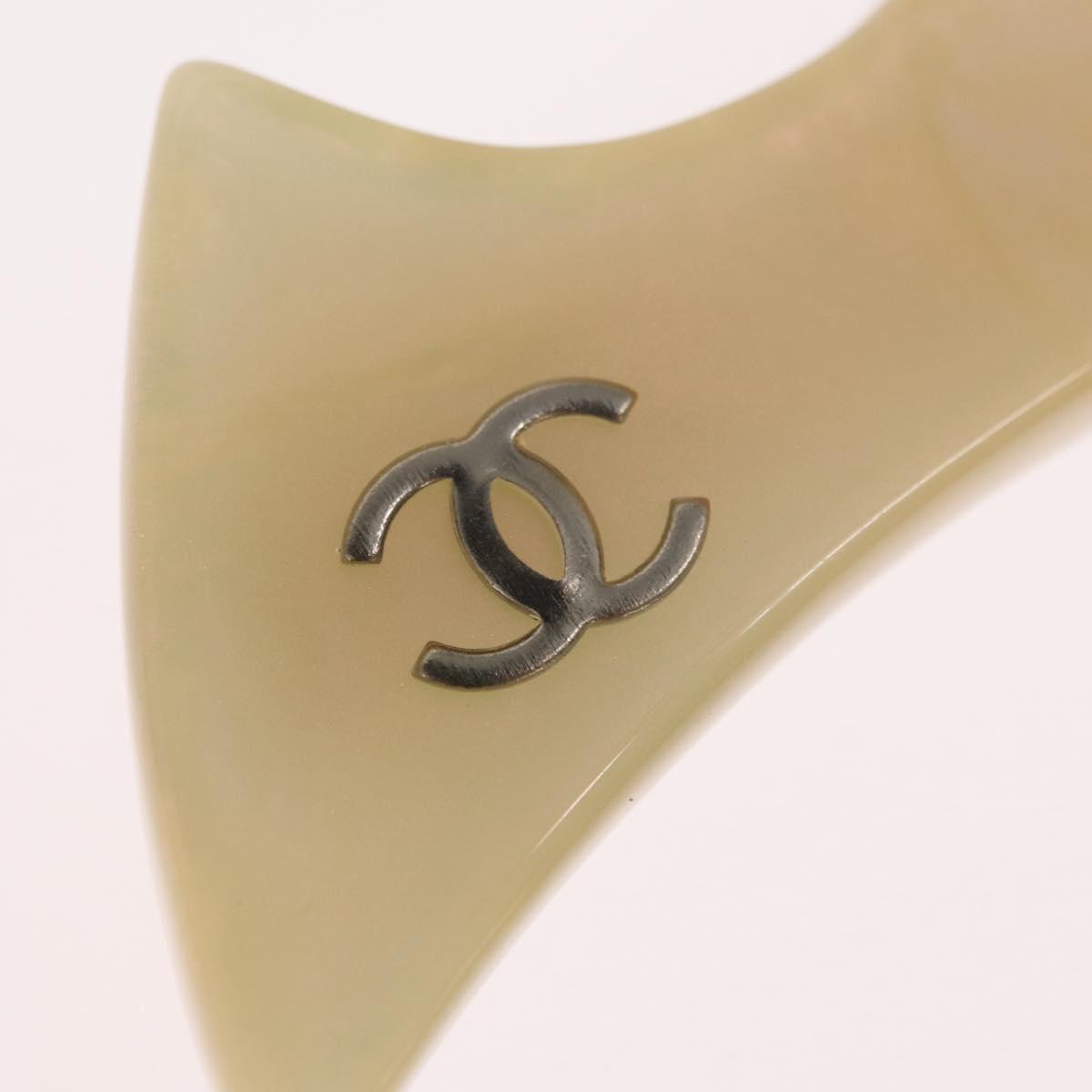 CHANEL COCO Mark Valletta Hair clip plastic Beige CC Auth ka1597V