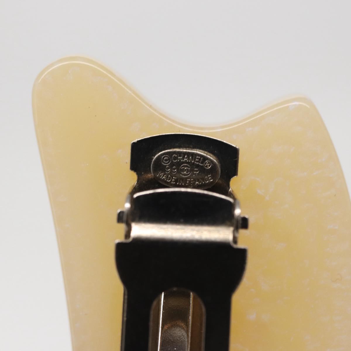 CHANEL COCO Mark Valletta Hair clip plastic Beige CC Auth ka1597V