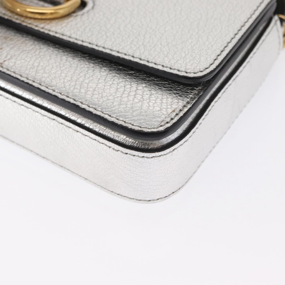 BURBERRY Chain Shoulder Bag Leather Gold Silver Auth ka1604M