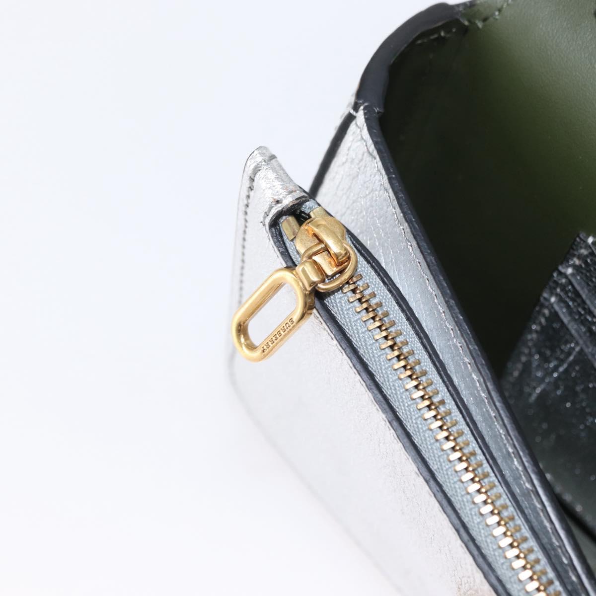 BURBERRY Chain Shoulder Bag Leather Gold Silver Auth ka1604M