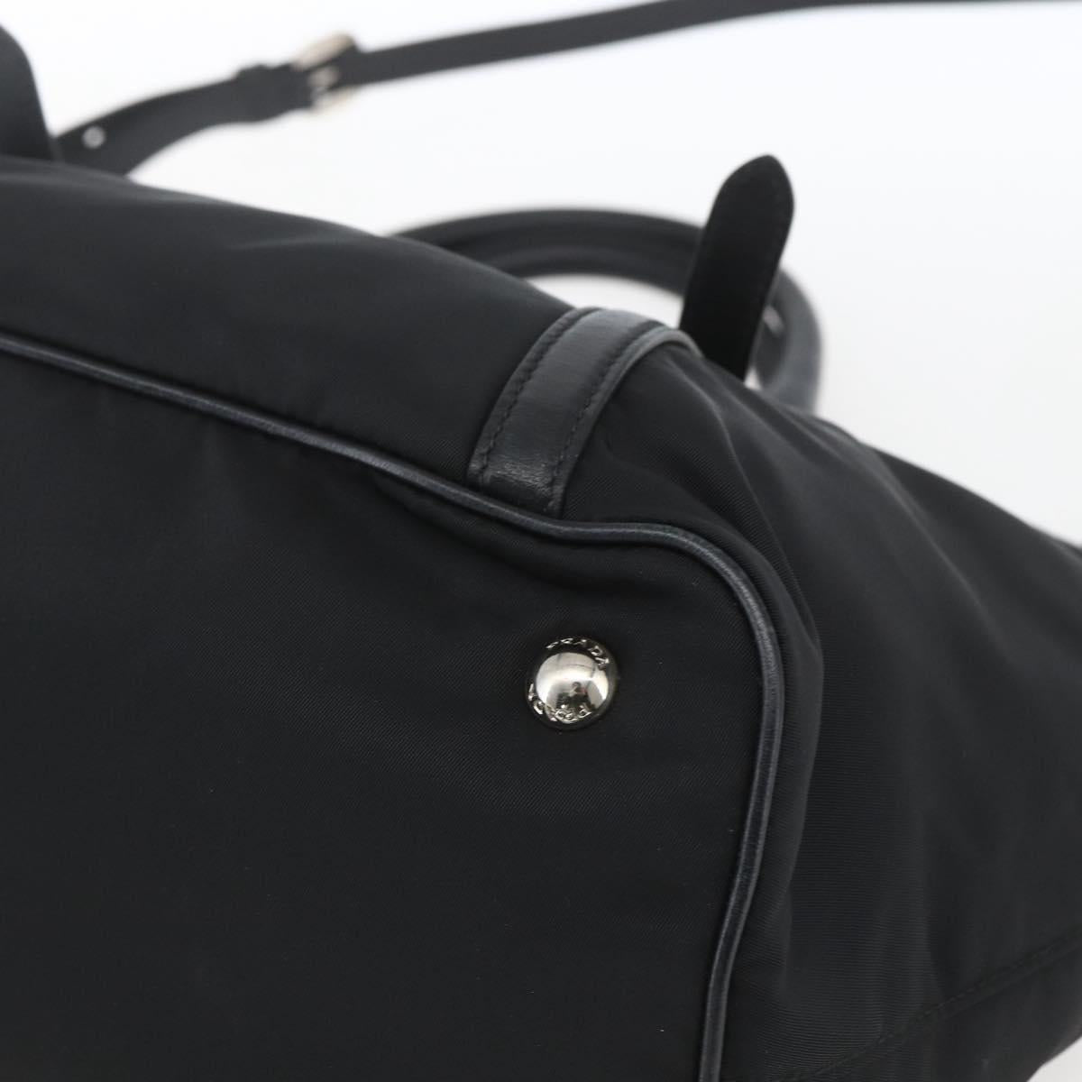 PRADA Hand Bag Nylon 2way Black Silver Auth ka1605V