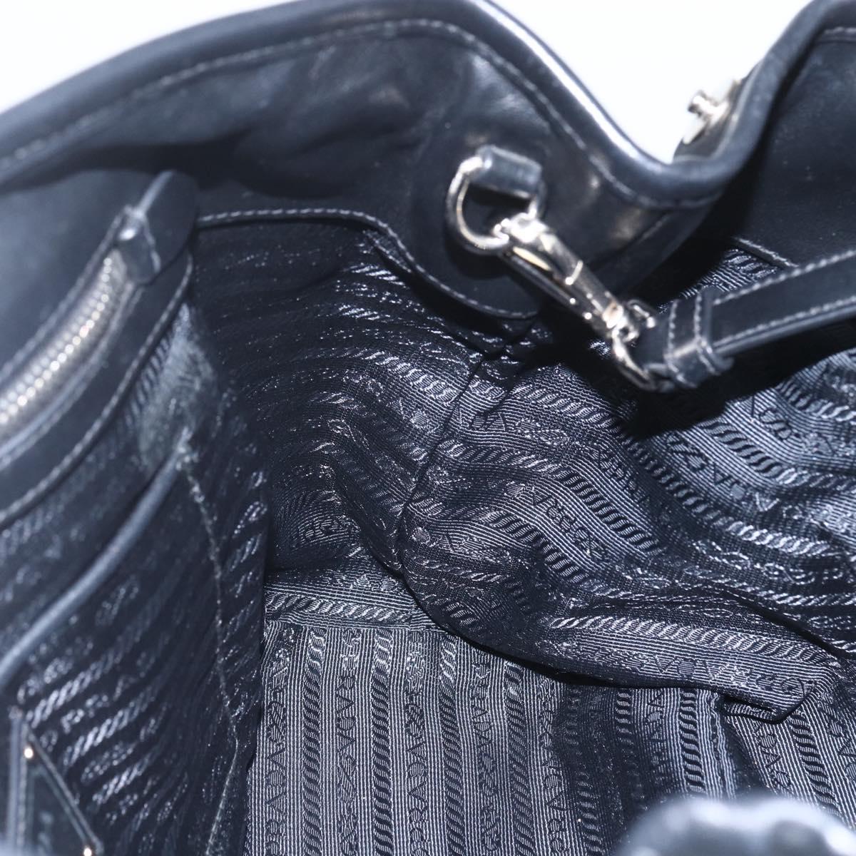 PRADA Hand Bag Nylon 2way Black Silver Auth ka1605V