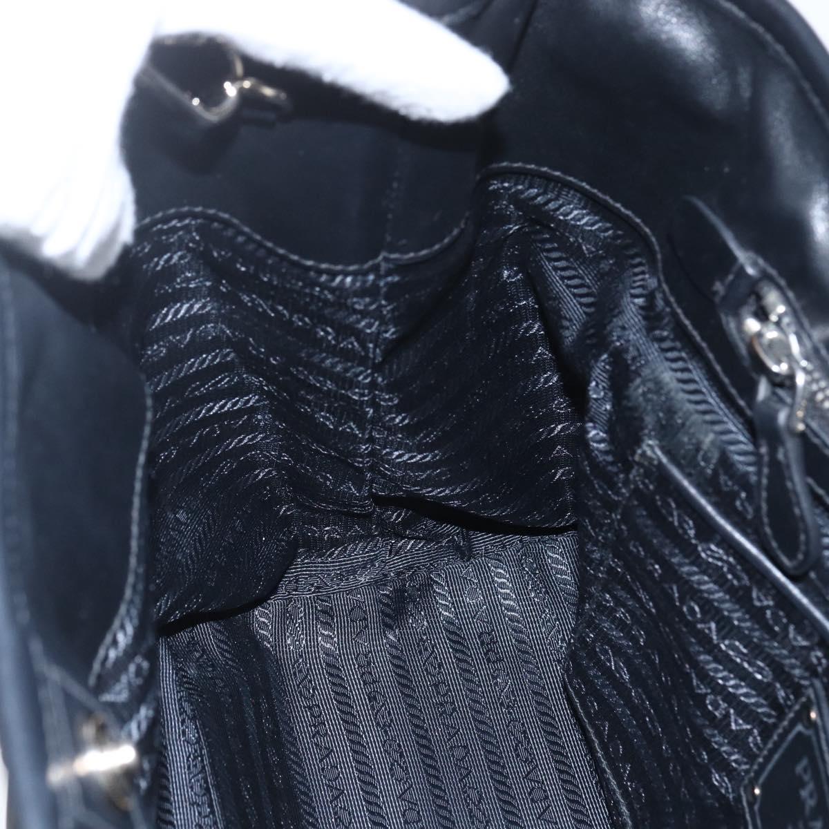 PRADA Hand Bag Nylon 2way Black Silver Auth ka1605V