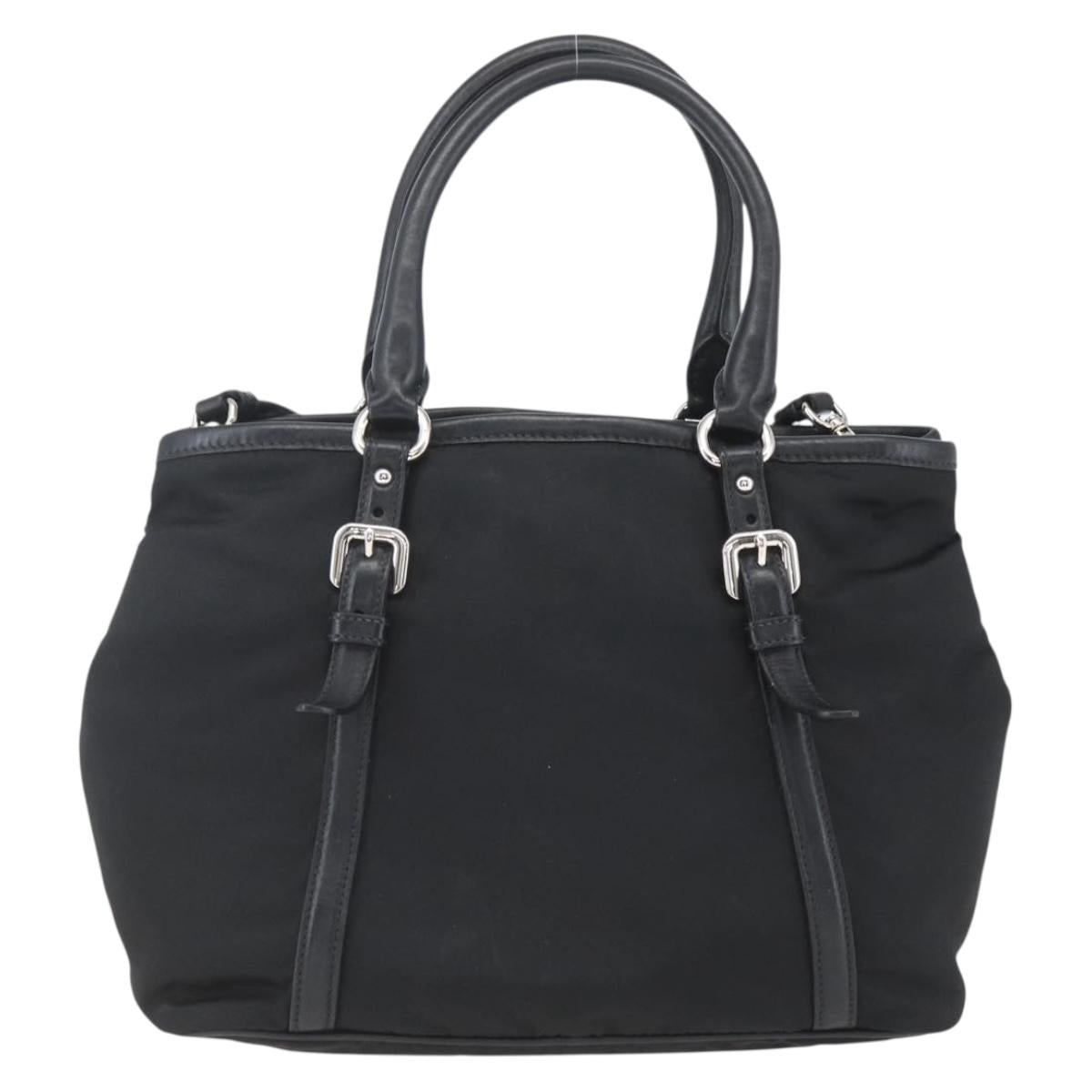 PRADA Hand Bag Nylon 2way Black Silver Auth ka1605V