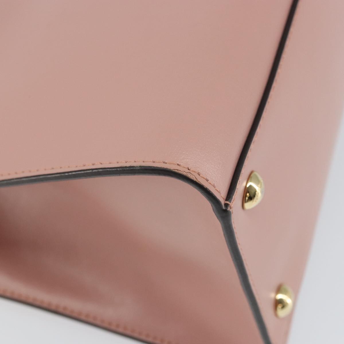 Salvatore Ferragamo Vala Hand Bag Leather 2way Pink Gold Auth ka1614