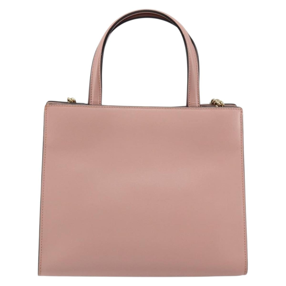 Salvatore Ferragamo Vala Hand Bag Leather 2way Pink Gold Auth ka1614