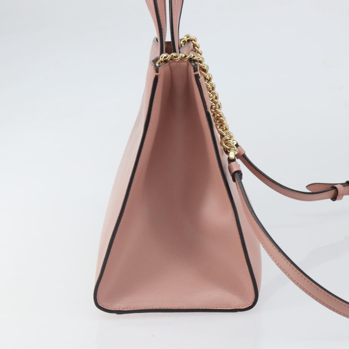 Salvatore Ferragamo Vala Hand Bag Leather 2way Pink Gold Auth ka1614