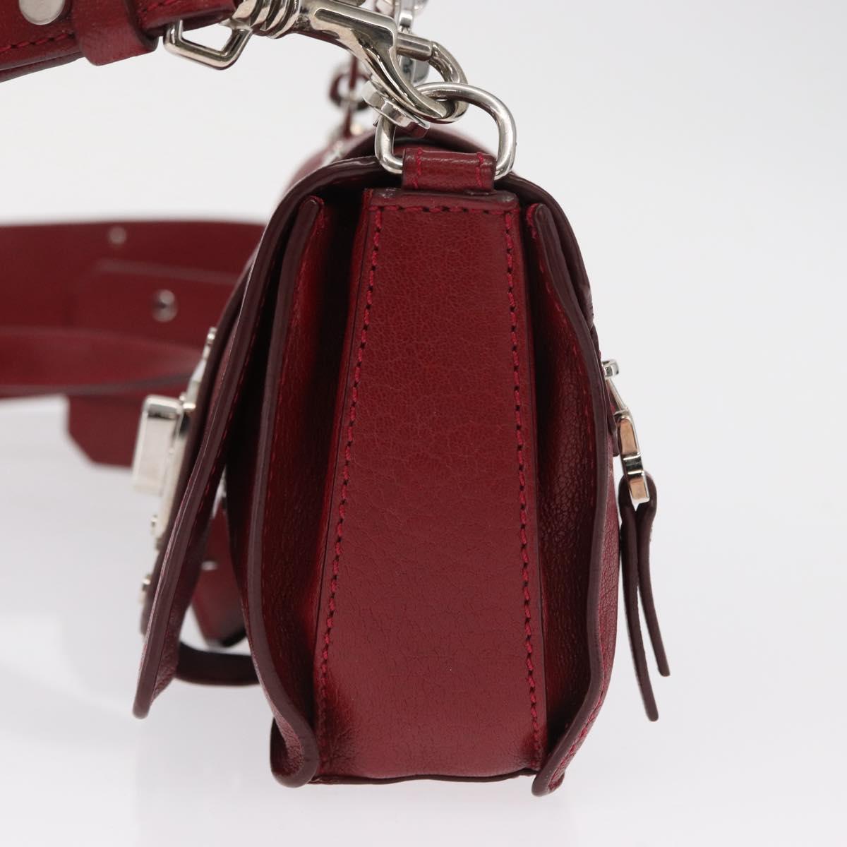 VERSACE Shoulder Bag Leather Red Silver Auth ka1616