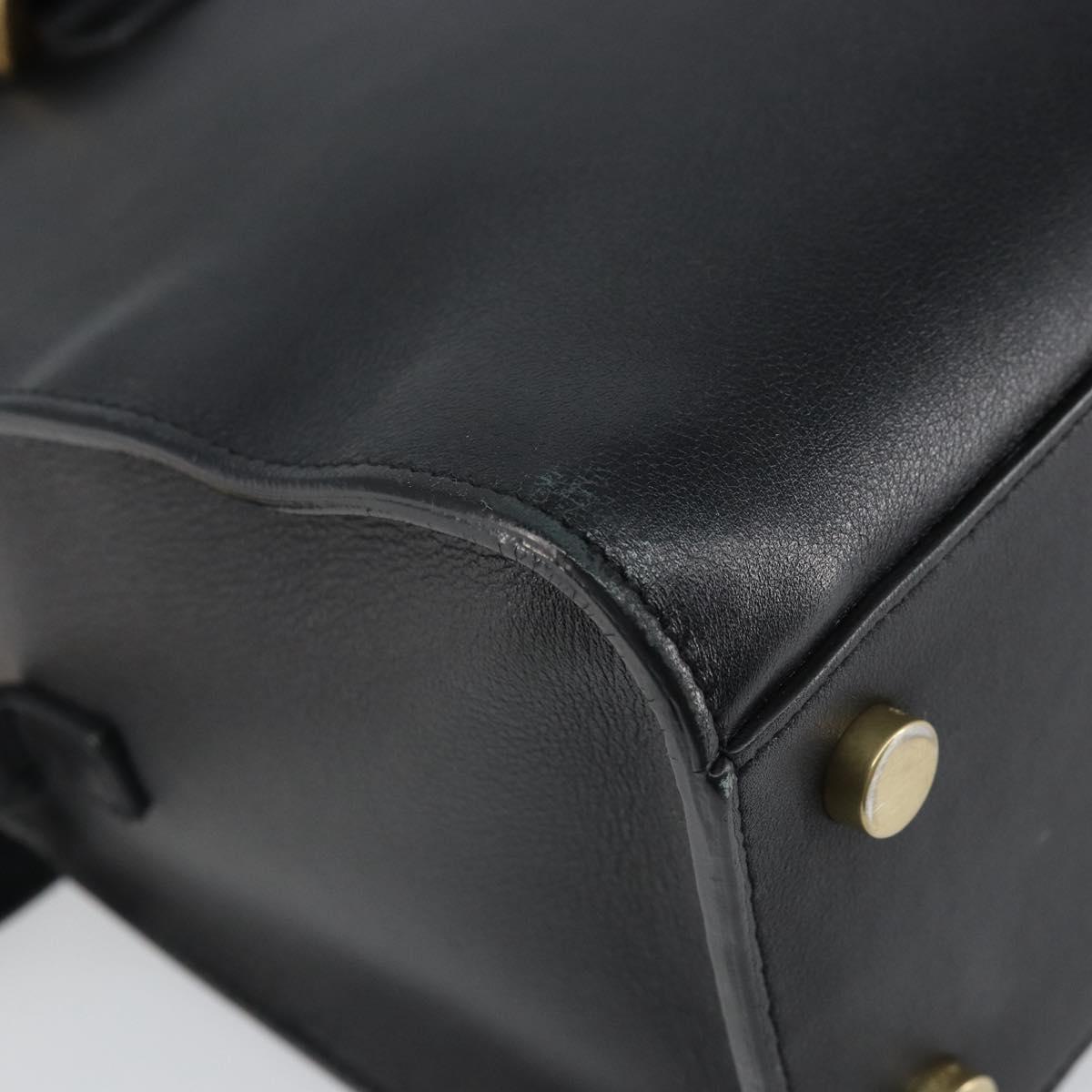 SAINT LAURENT Cabas Hand Bag Leather 2way Black Gold Auth ka1623M