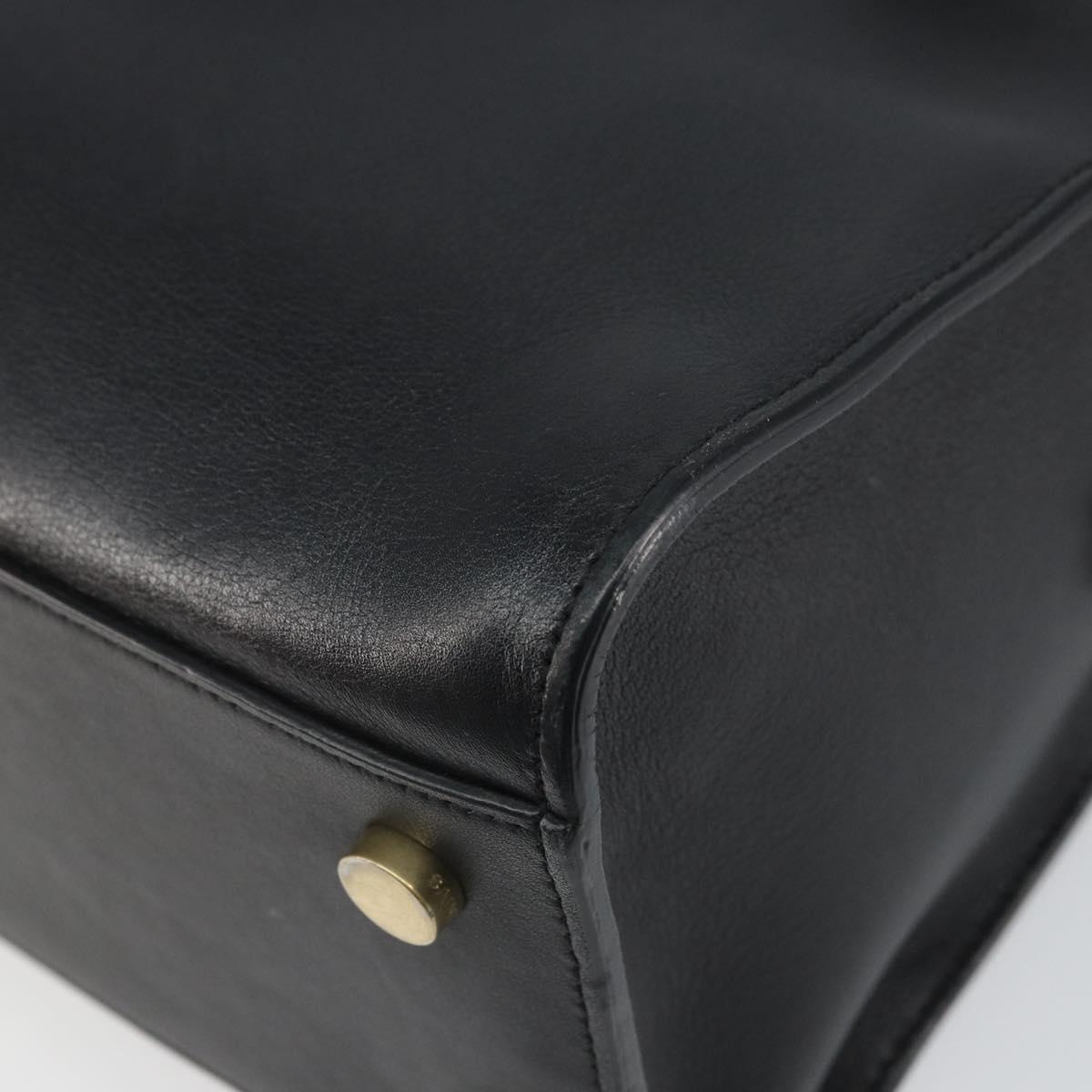 SAINT LAURENT Cabas Hand Bag Leather 2way Black Gold Auth ka1623M