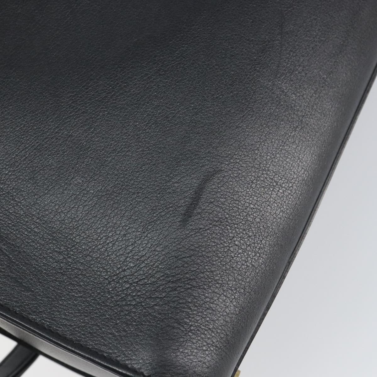 SAINT LAURENT Cabas Hand Bag Leather 2way Black Gold Auth ka1623M