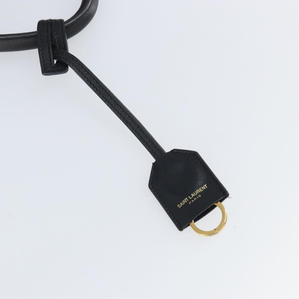 SAINT LAURENT Cabas Hand Bag Leather 2way Black Gold Auth ka1623M